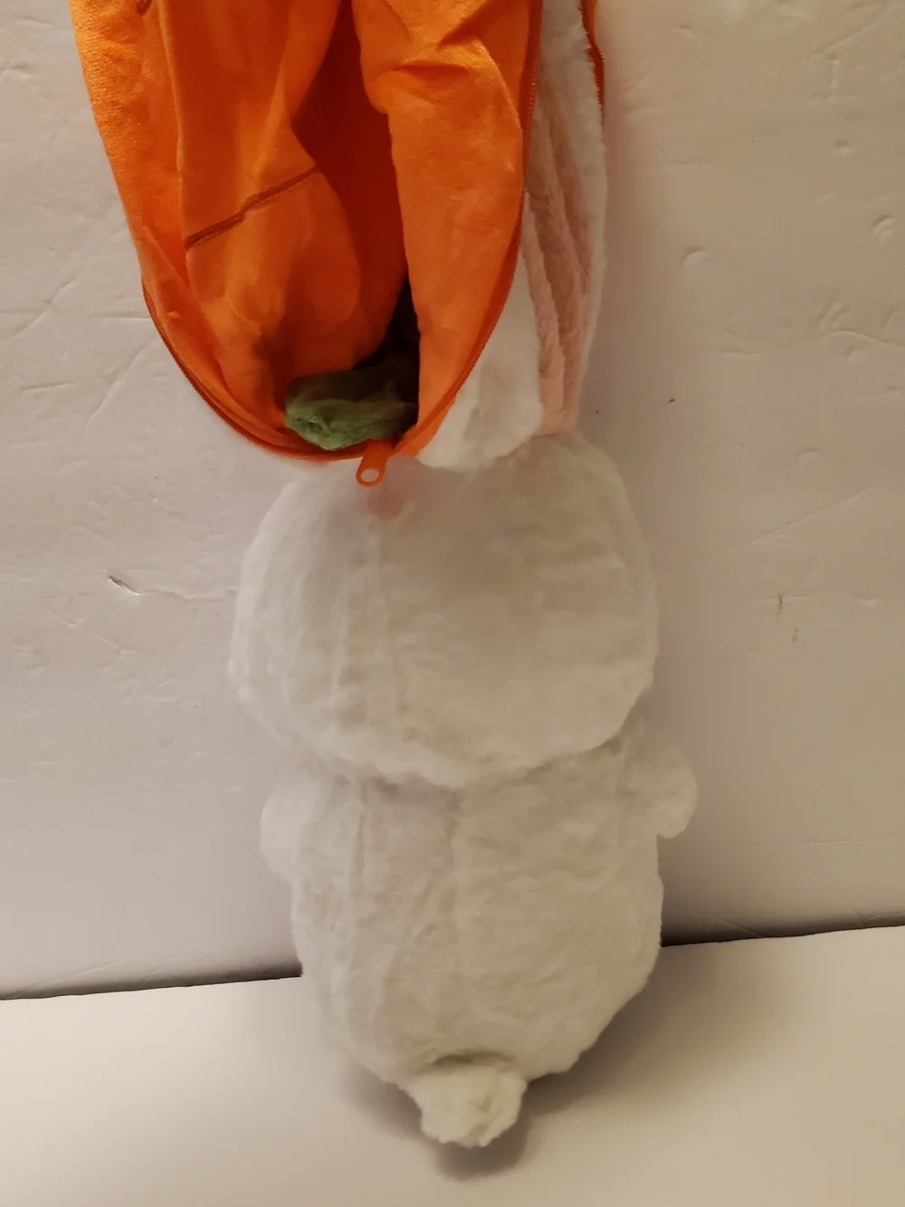 Reversible White Rabbit Stuffed Animal Plush in Orange Carrot Case, Medium